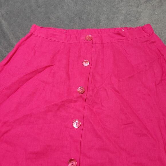 Choices Skirt Women Medium A Line Pink Barbiecore Linen Button Front Maxi Modest - Picture 5 of 12